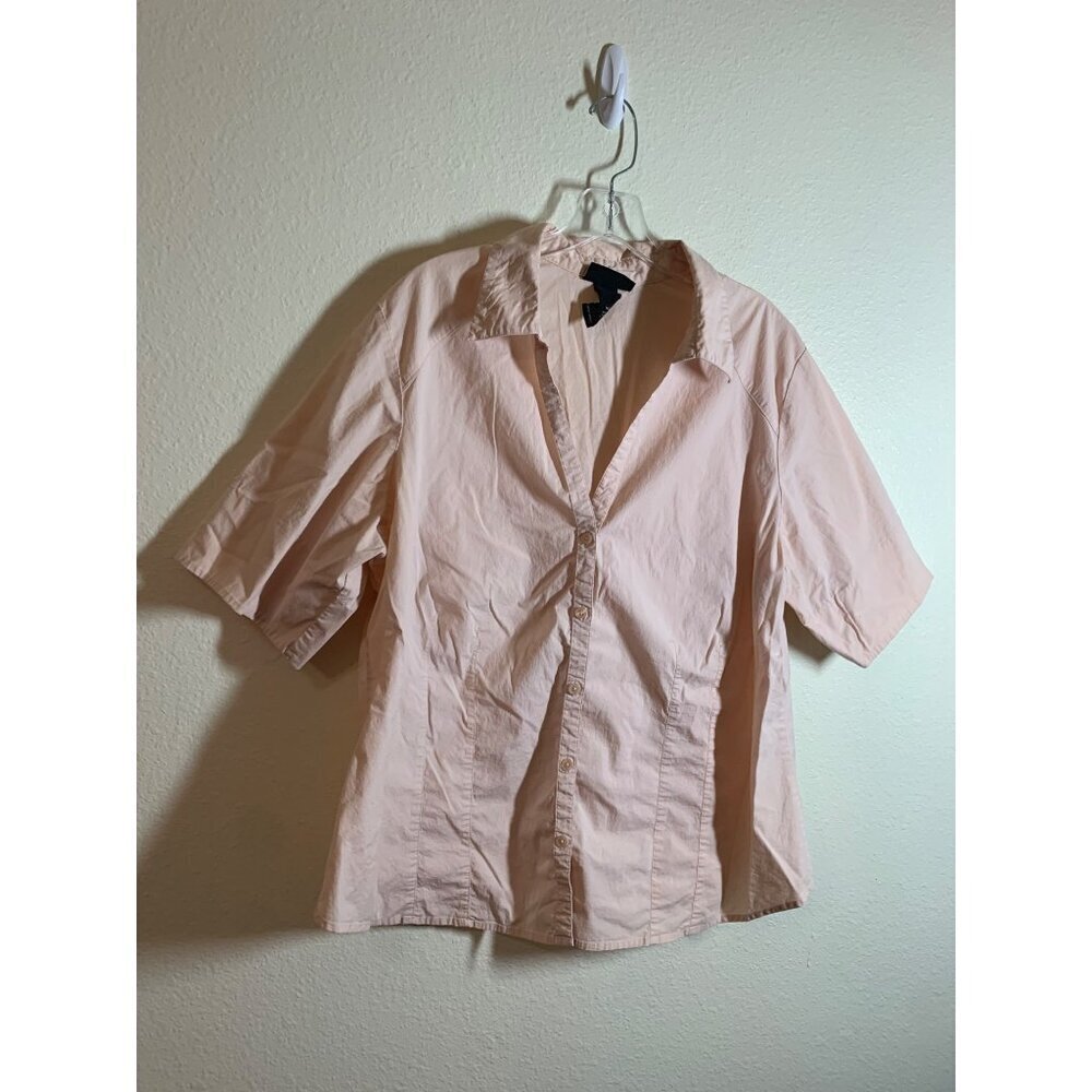 Lane Bryant Short Sleeve Button Up Shirt Womens Size 18/20 Pink Business Casual